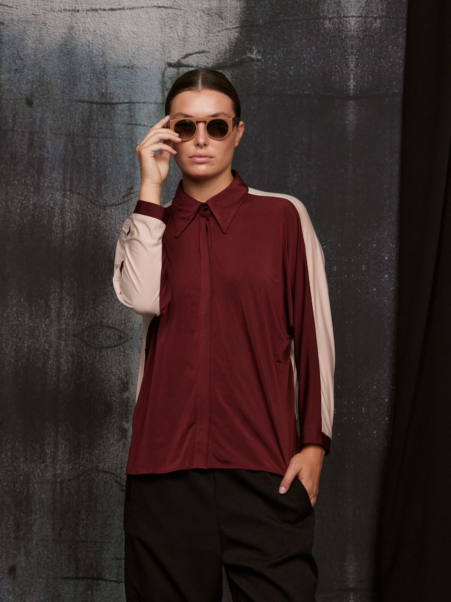 Kaftan Corto - Vino/ Beige