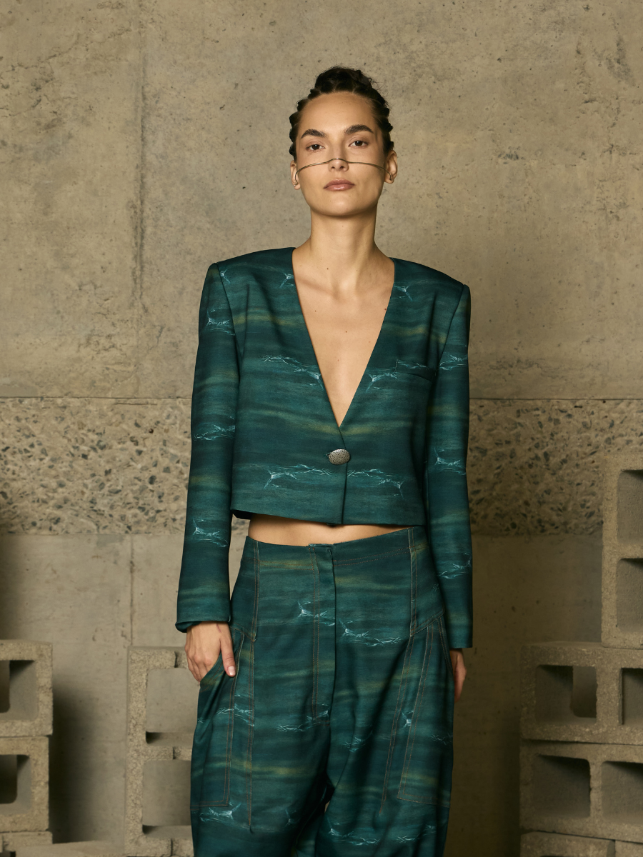 Blazer Cropped Mini - Mar Profundo