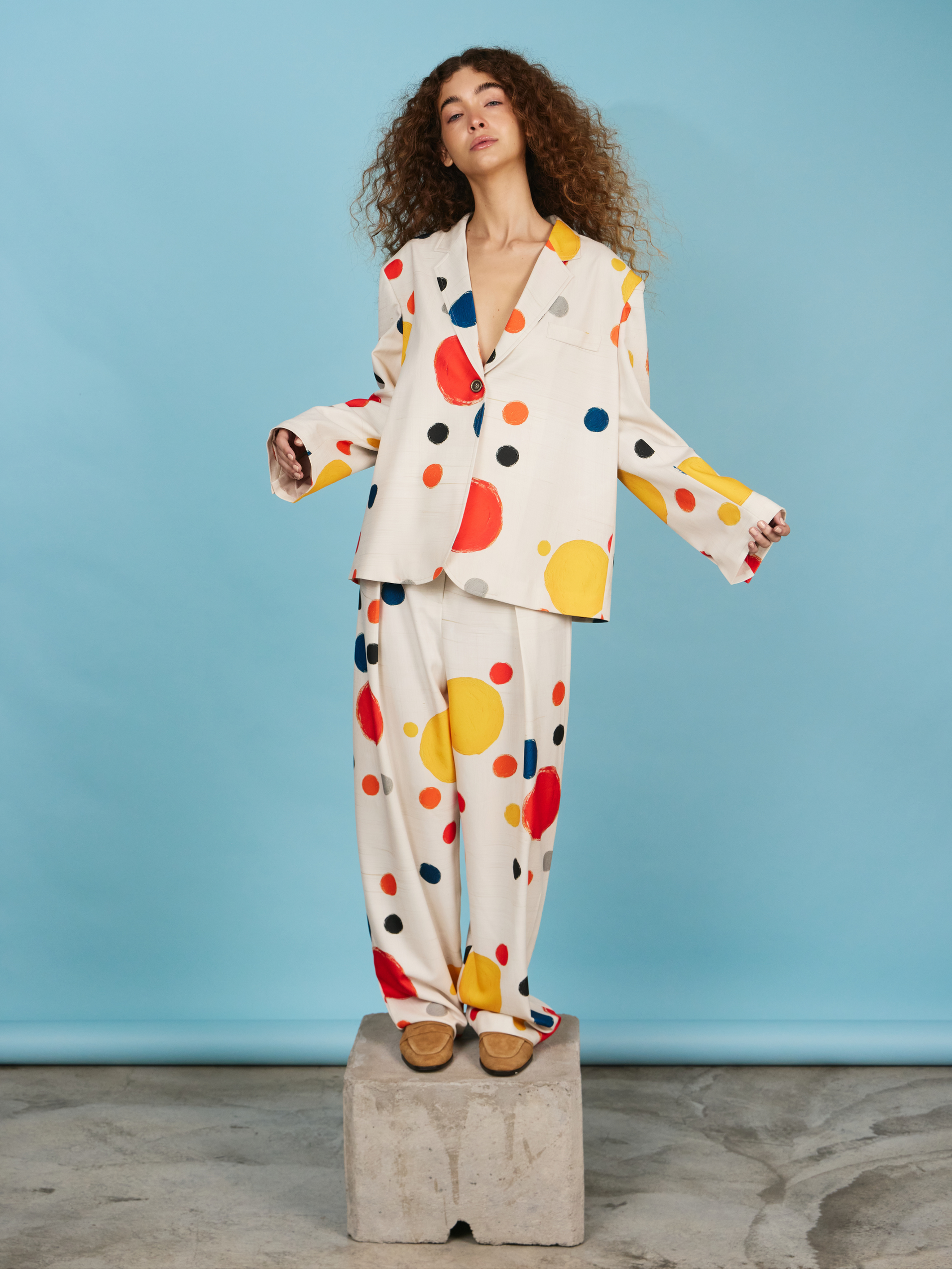 Blazer Oversized 1 Botón - Multicolor Dots