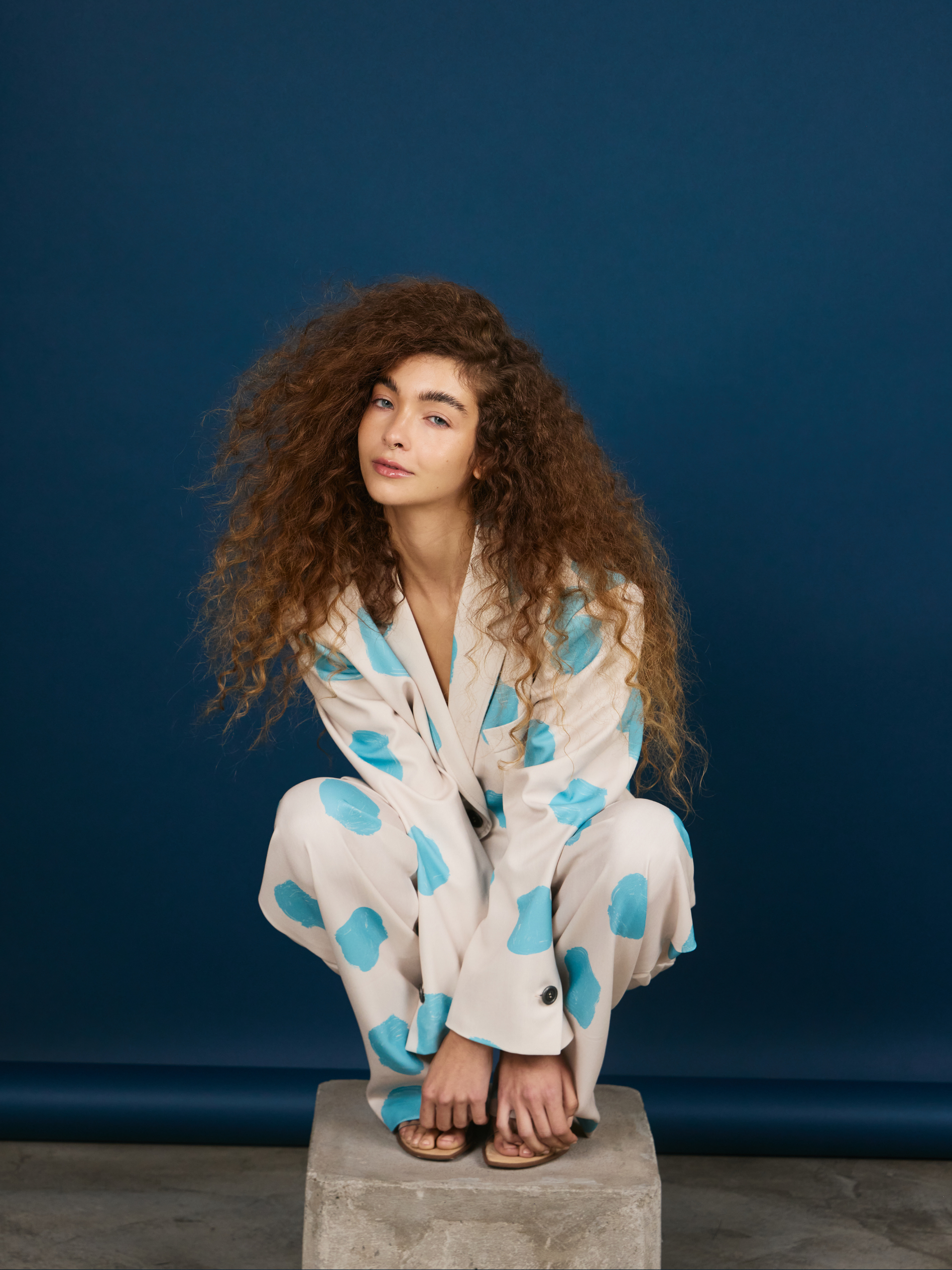 Blazer Oversized 1 Botón - Skyblue Dots