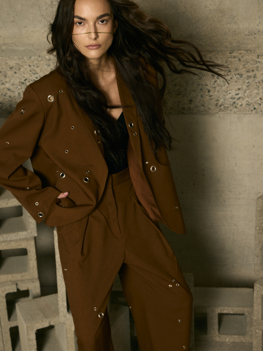 Blazer Oversized con Ojales - Mocha