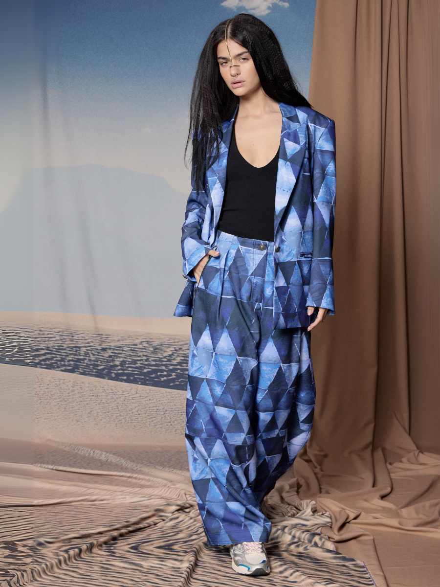 Blazer Oversized - Triángulos Azules