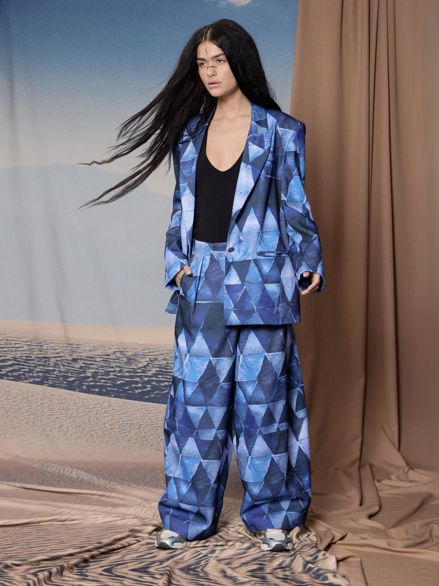 Blazer Oversized - Triángulos Azules