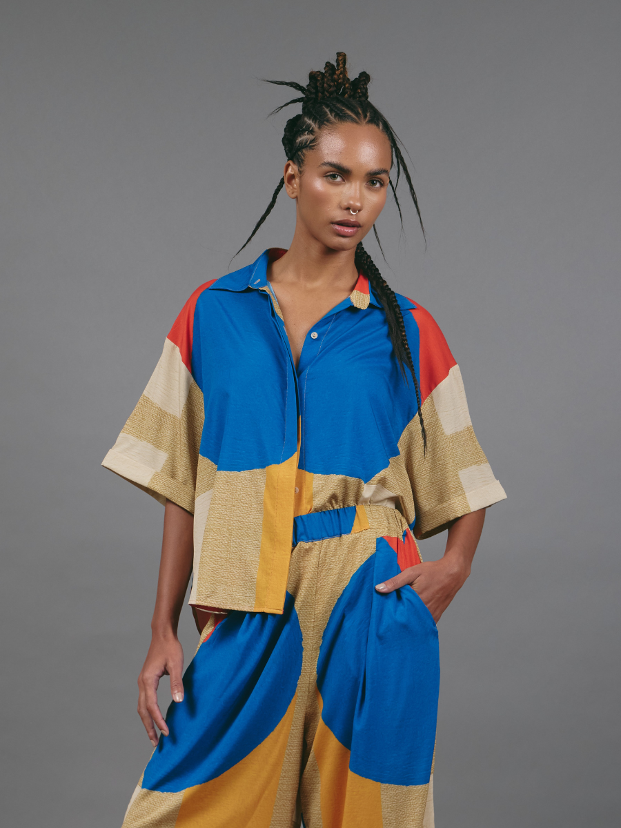 Blusa Cuadrada Manga Corta - Color Blocks