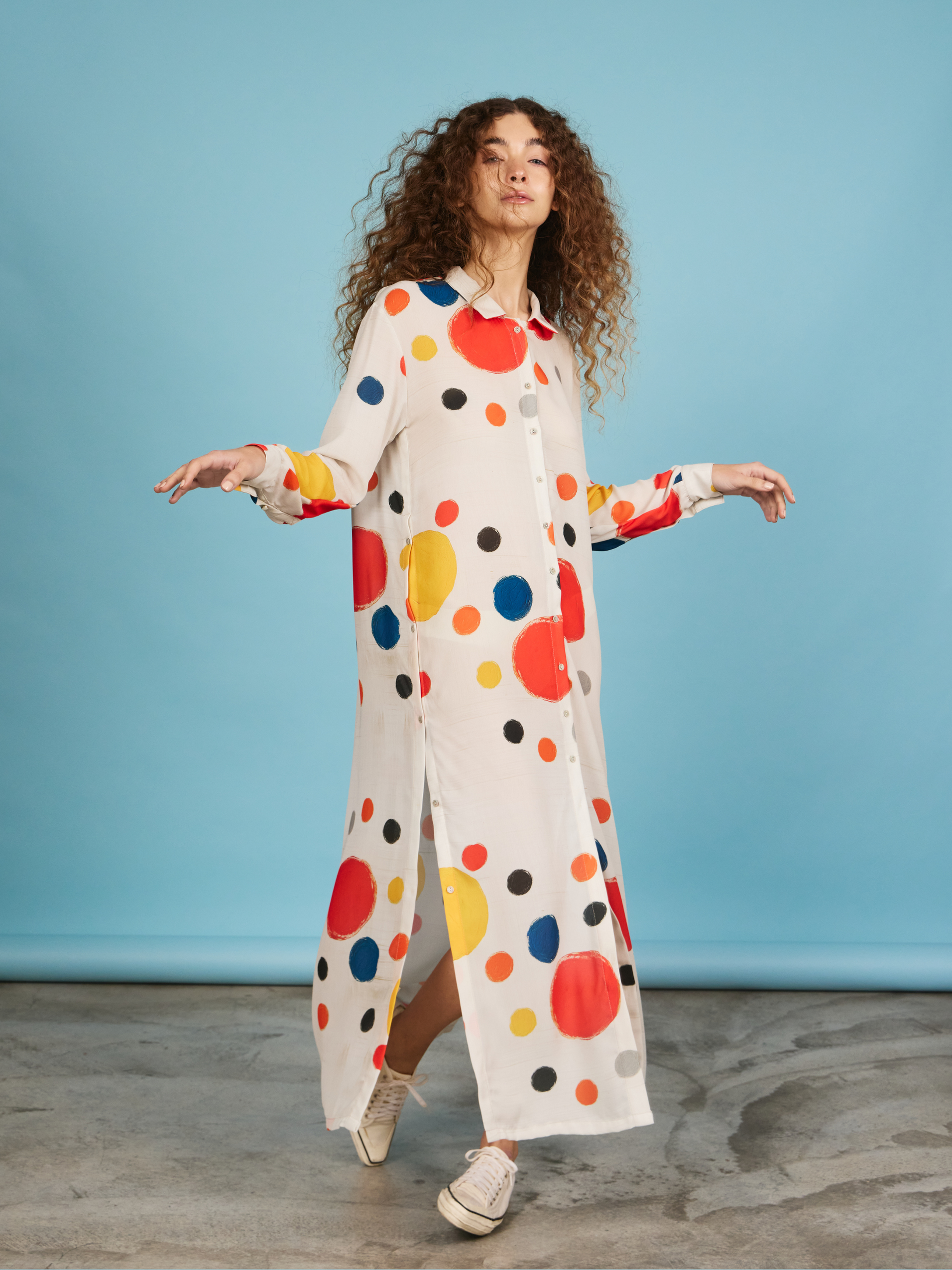 Blusón con Botones Laterales - Multicolor Dots