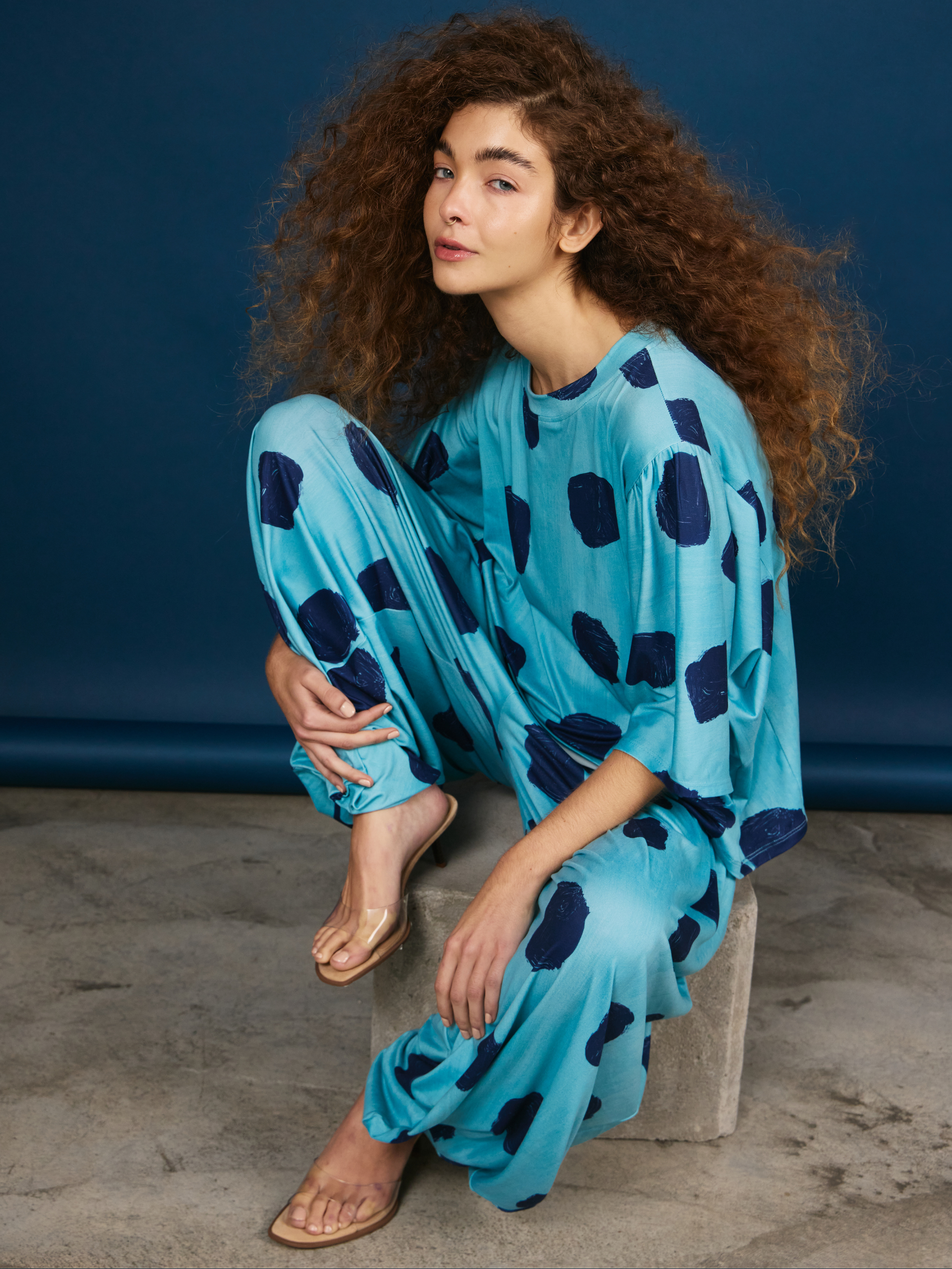 Camiseta Fruncida - Blue Dots