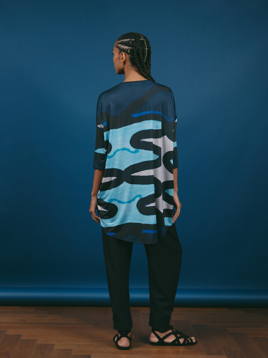 Camiseta Oversized - Zig Zag Azul