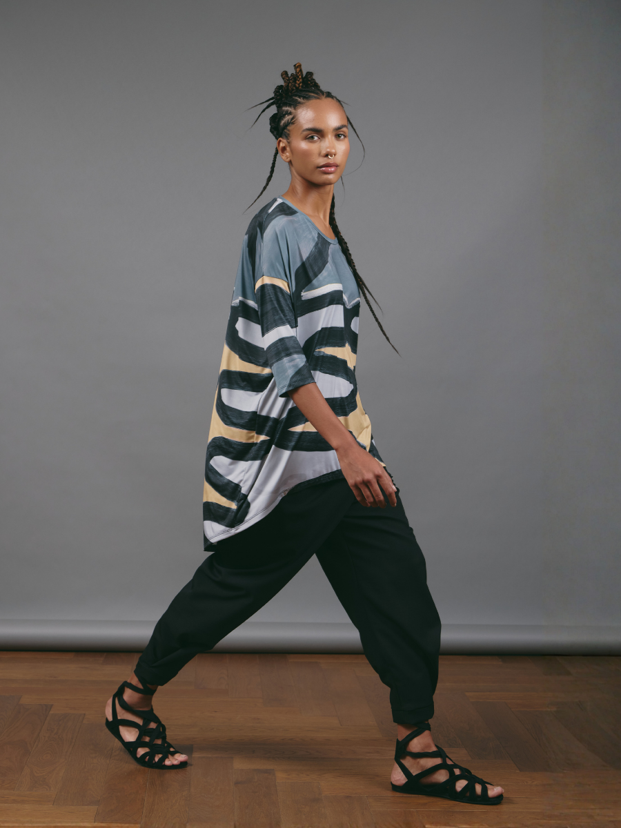 Camiseta Oversized - Zig Zag Gris