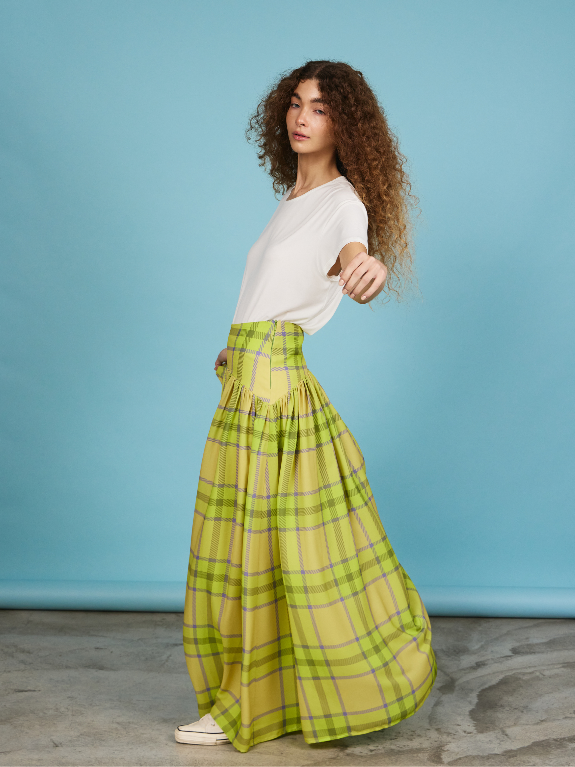 Falda Fruncida - Yellow Tartan
