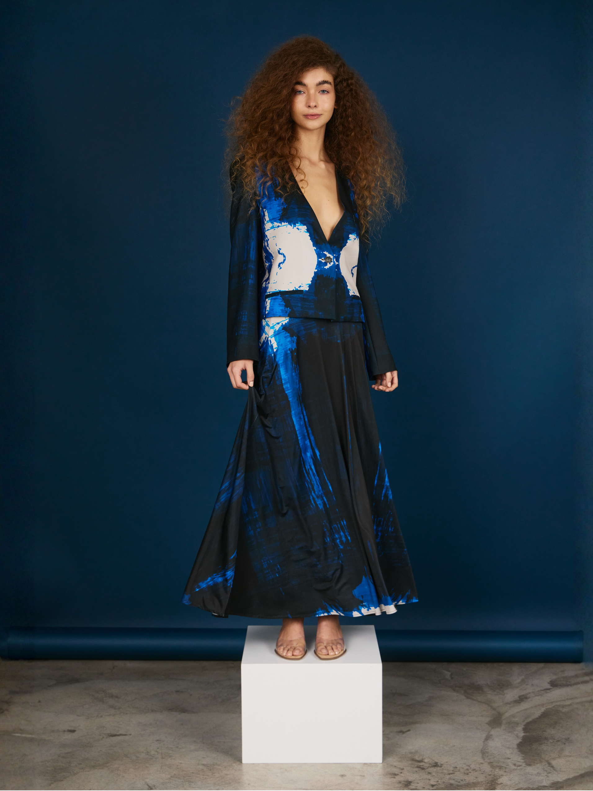 Falda en A - Brochazo Azul Navy