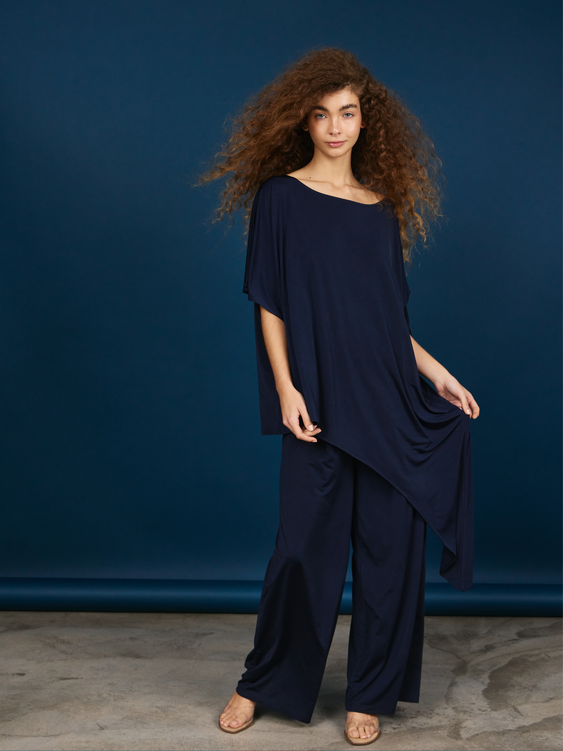 Palazzo con Pliegues - Azul Navy