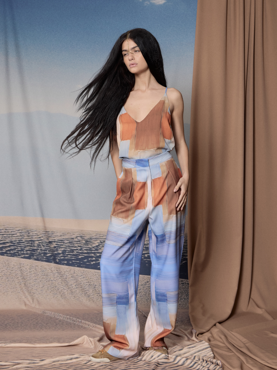 Pantalón con Pliegues - Cruces en Brochazo