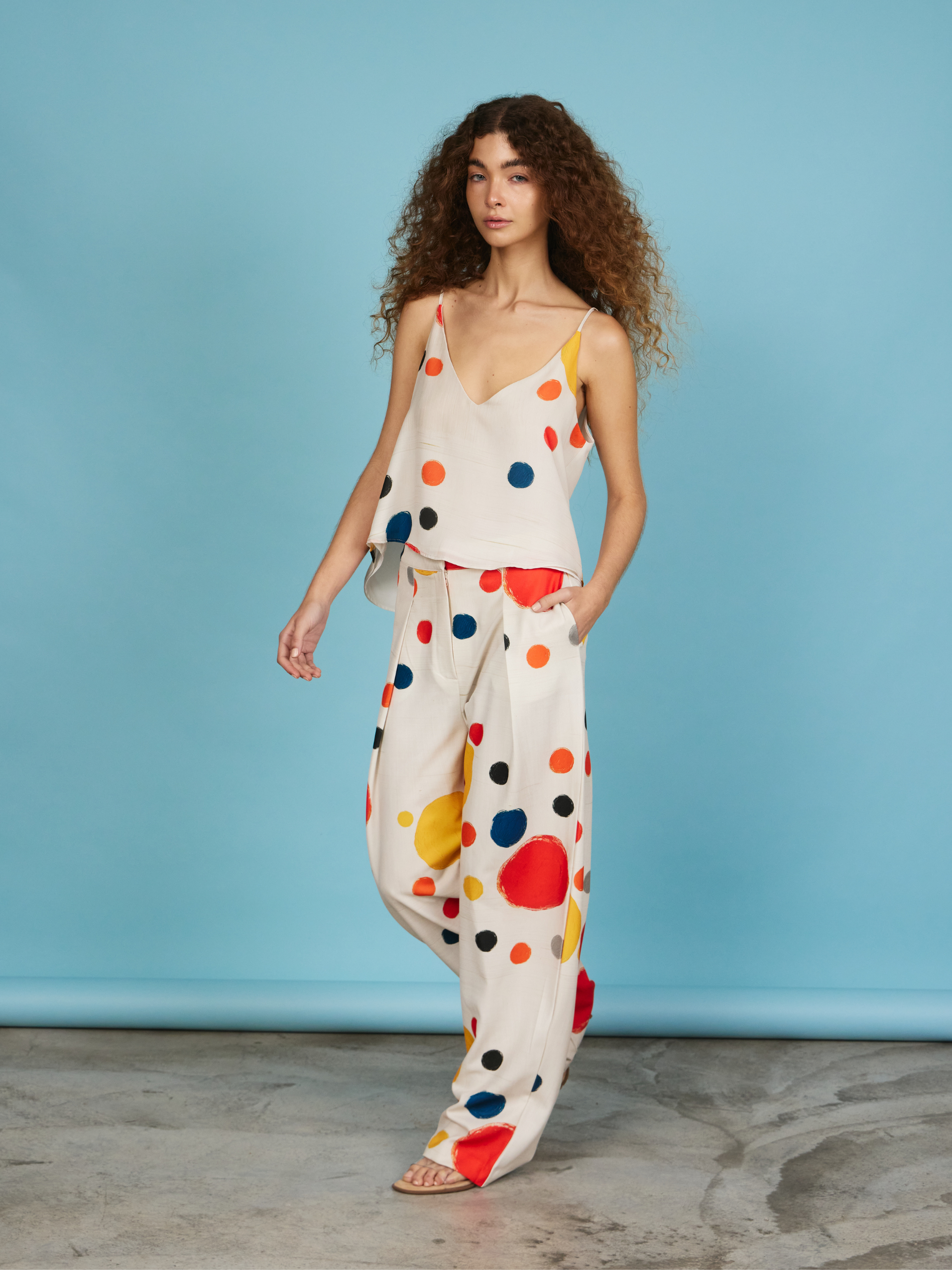 Pantalón con Pliegues - Multicolor Dots