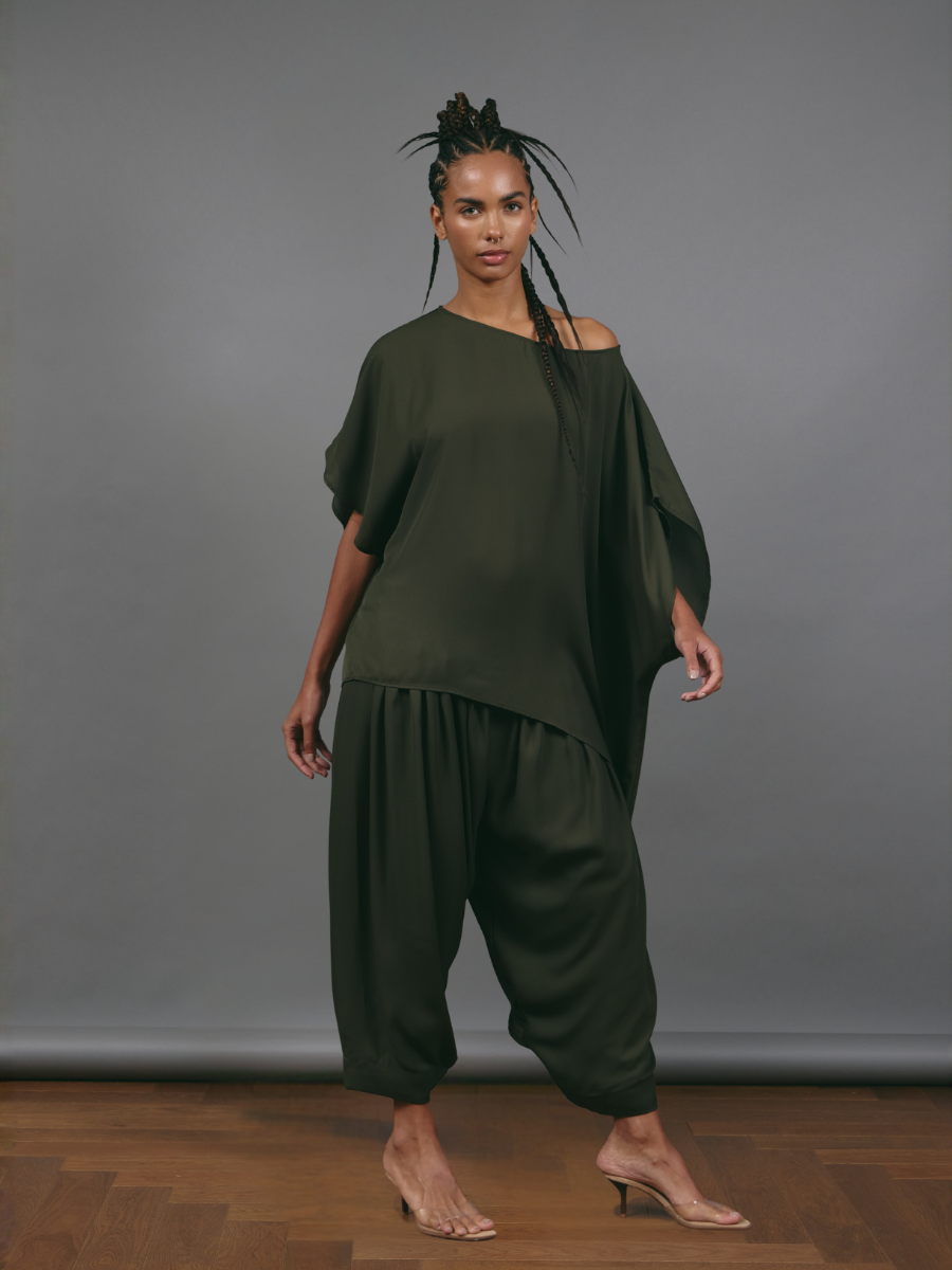 Top Asimétrico - Verde Militar