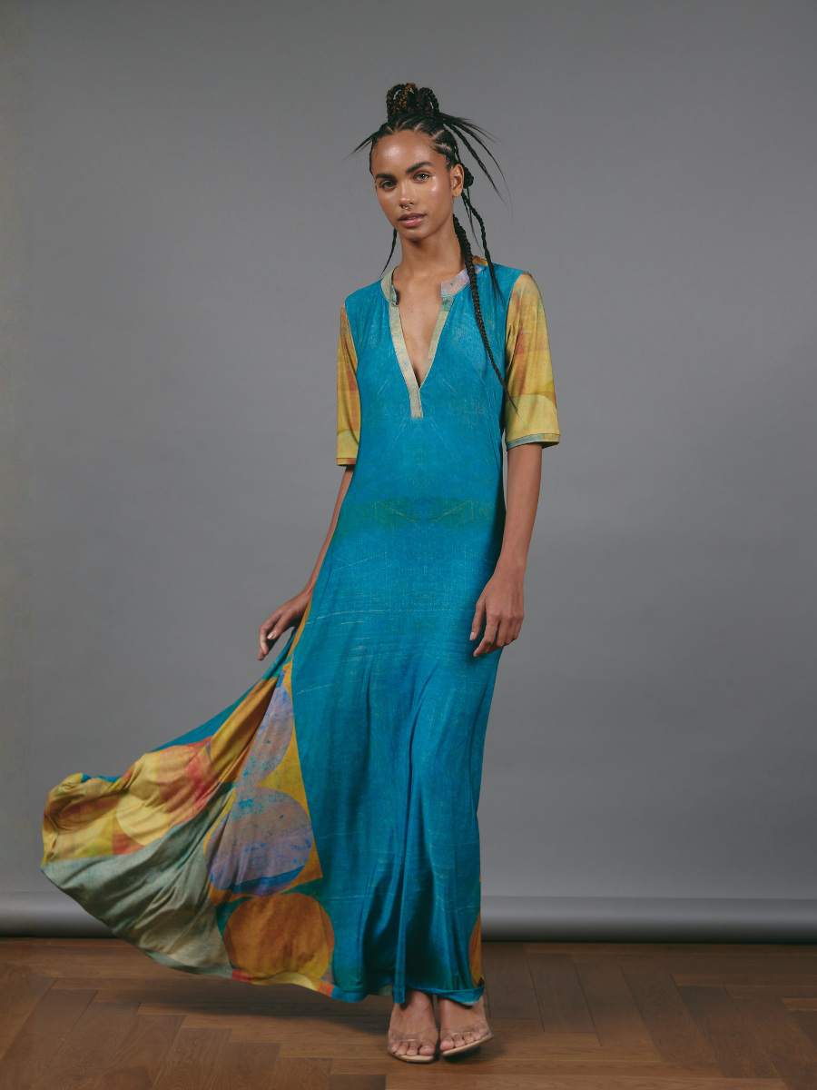 Vestido Godet Escote V - Esferas