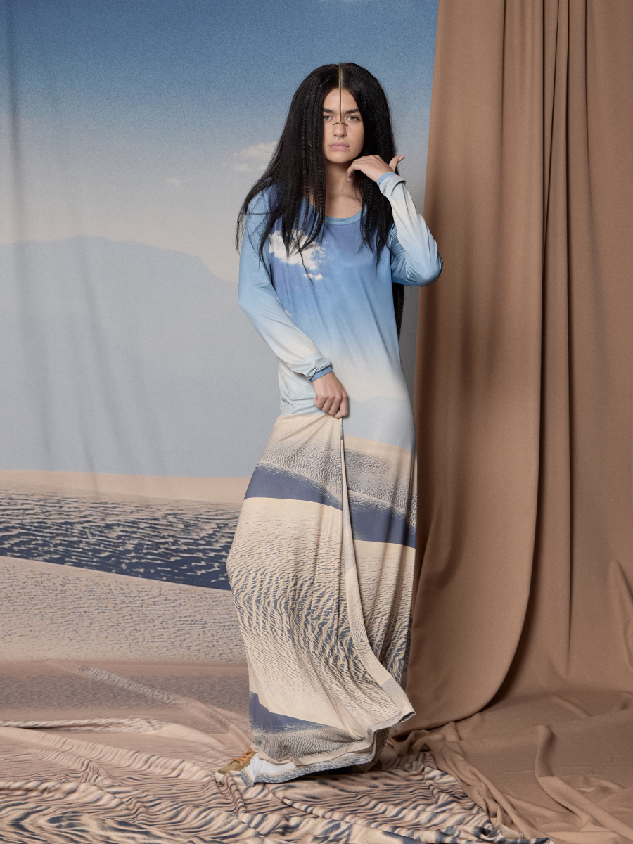 Vestido Godet Escote Redondo - Sunrise
