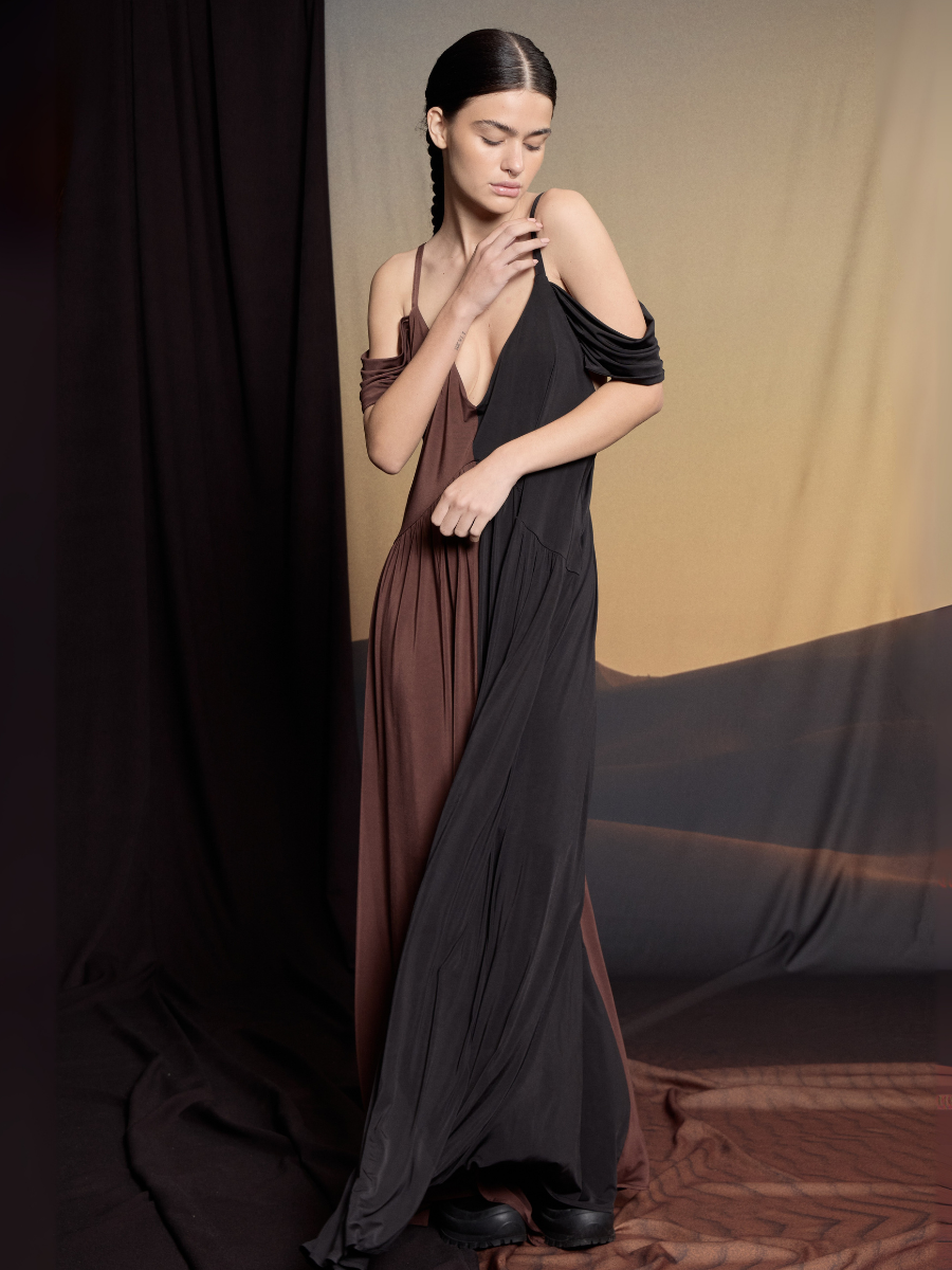 Vestido Hippie - Negro/ Marrón