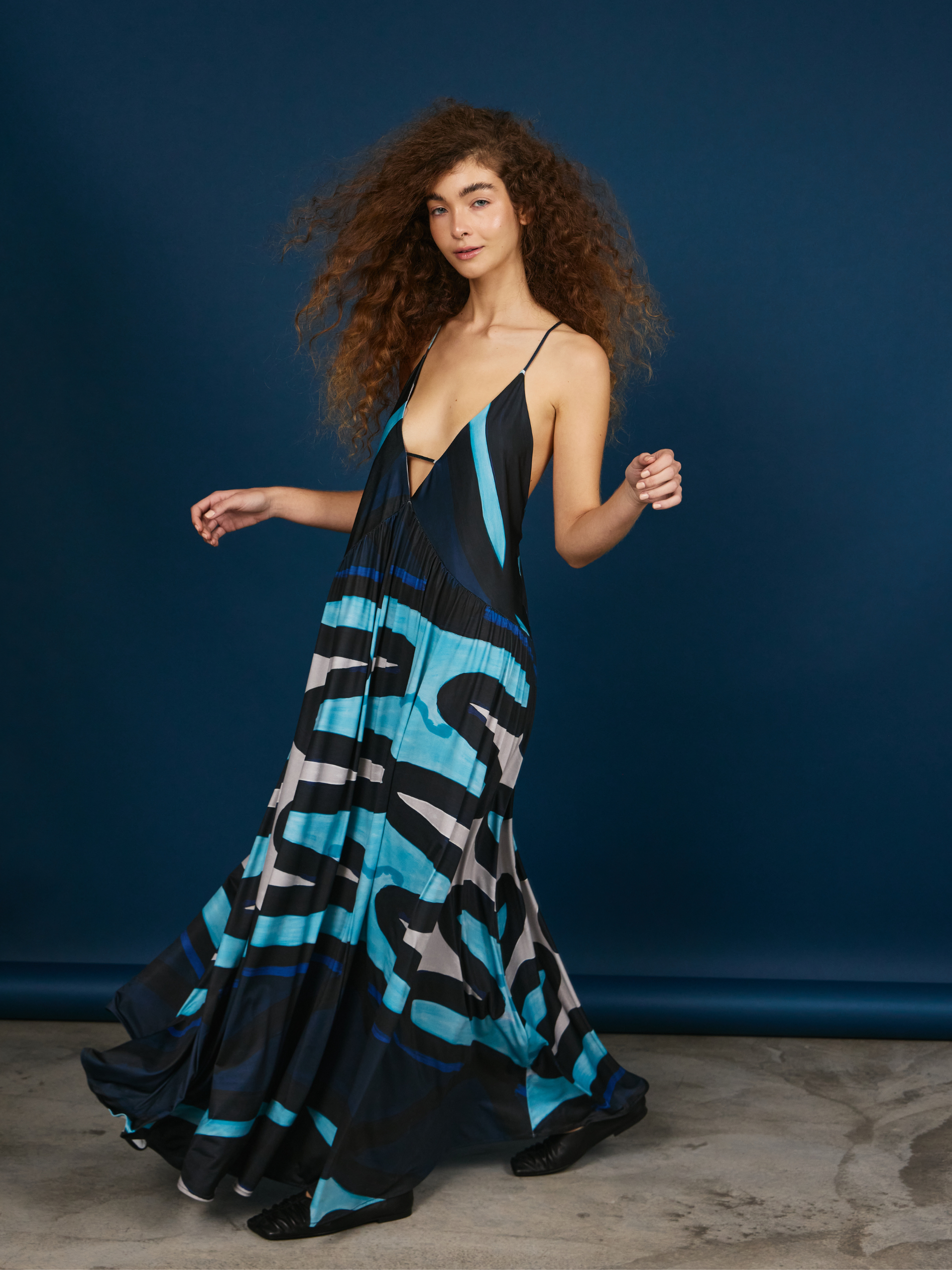 Vestido Hippie - Zigzag Azul