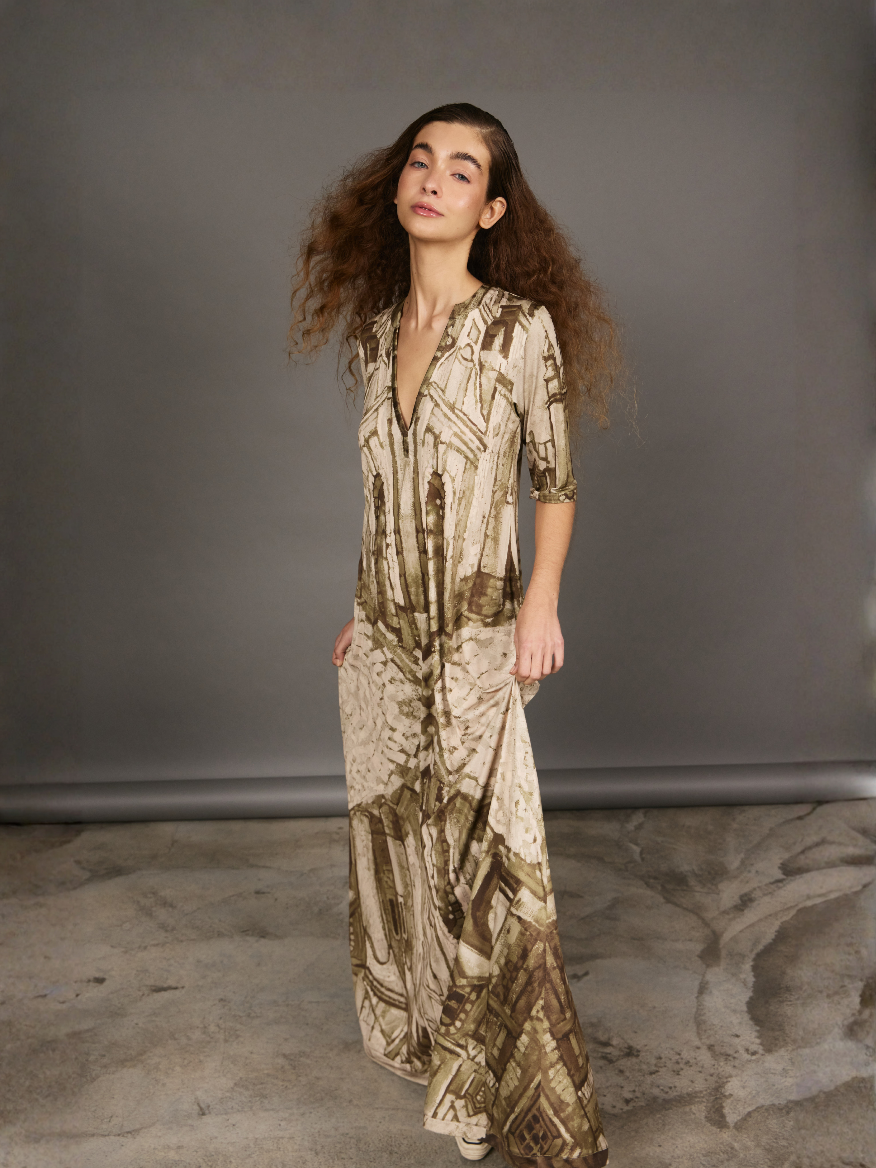 Vestido Godet Escote V - Pueblo