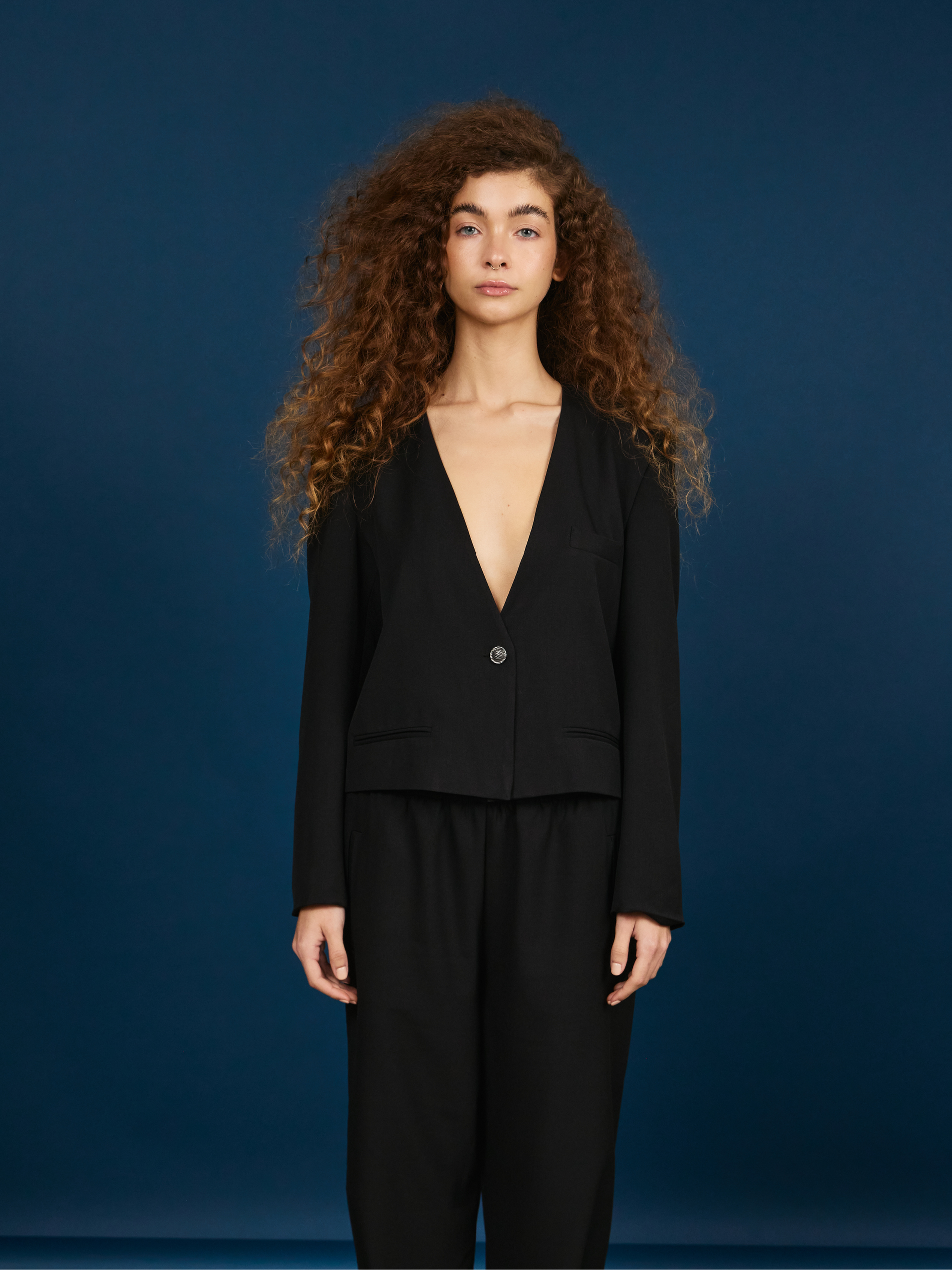 Cropped Blazer 1 Botón - Negro