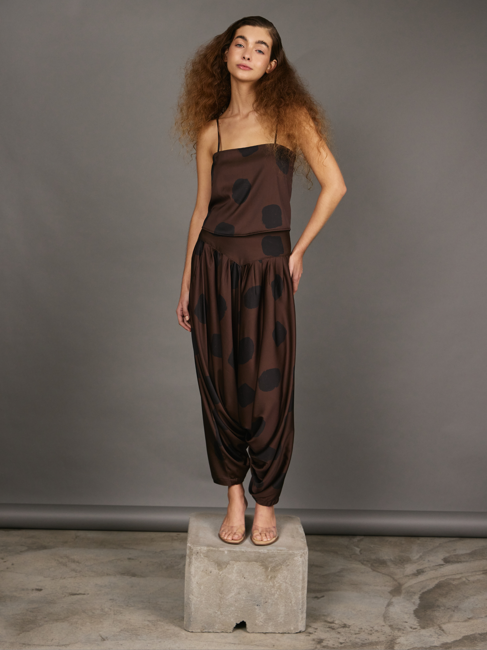 Top Anudado - Mocha Black Dots