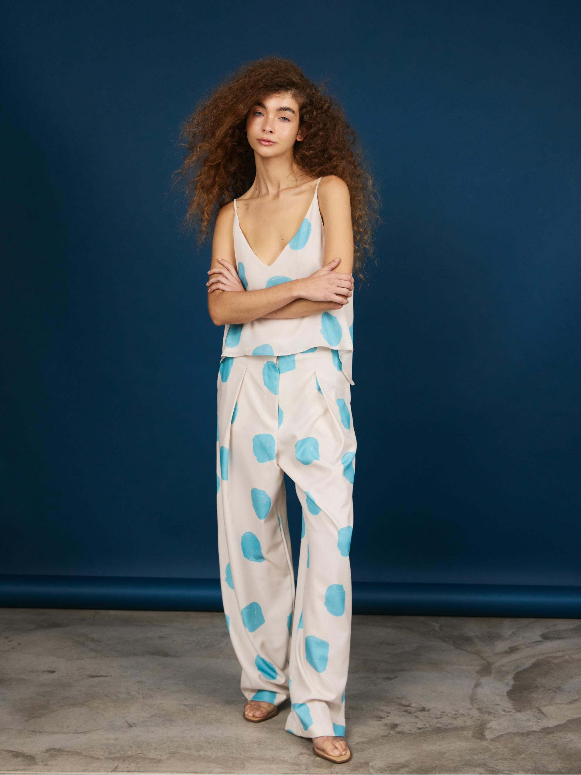 Top V - Skyblue Dots